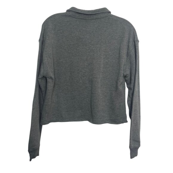 Wild Fable Cropped Collared Long Sleeve Polo Shirt Womens Small Heather Gray New - Picture 3 of 10
